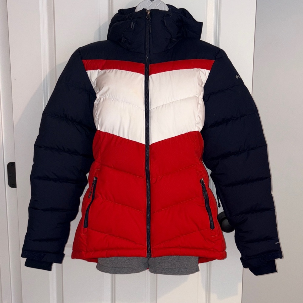 Columbia Red, White, and Navy Ski Jacket